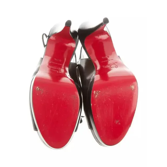 Christian Louboutin Black Miss Fortune Lace Up Platform 120 Sandal Shoe 37.5/7